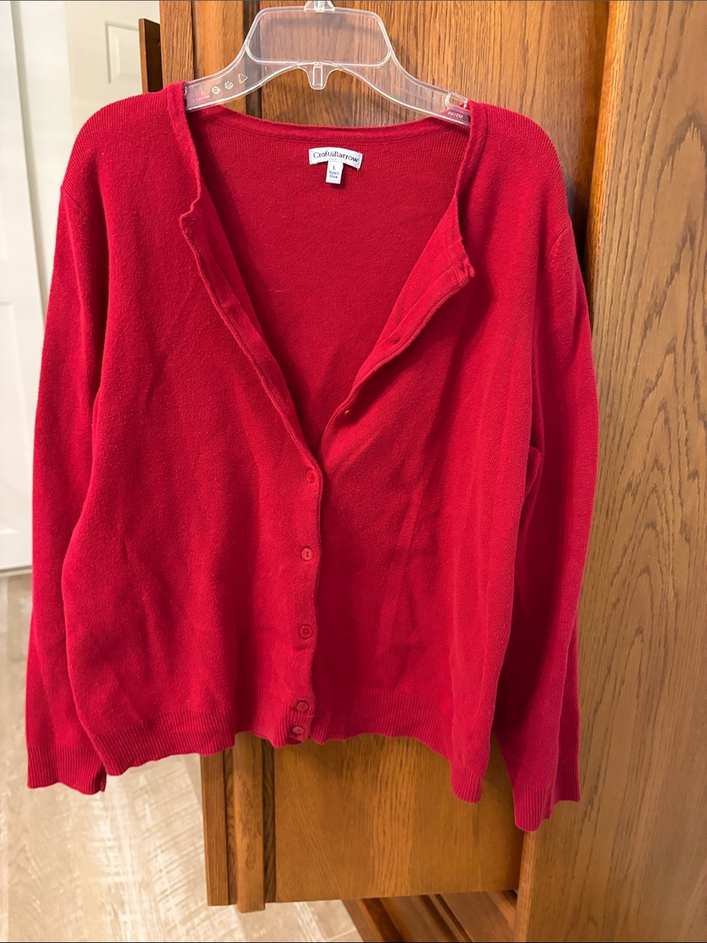 croft & barrow Bright Red Women's Button-Front Cardigan